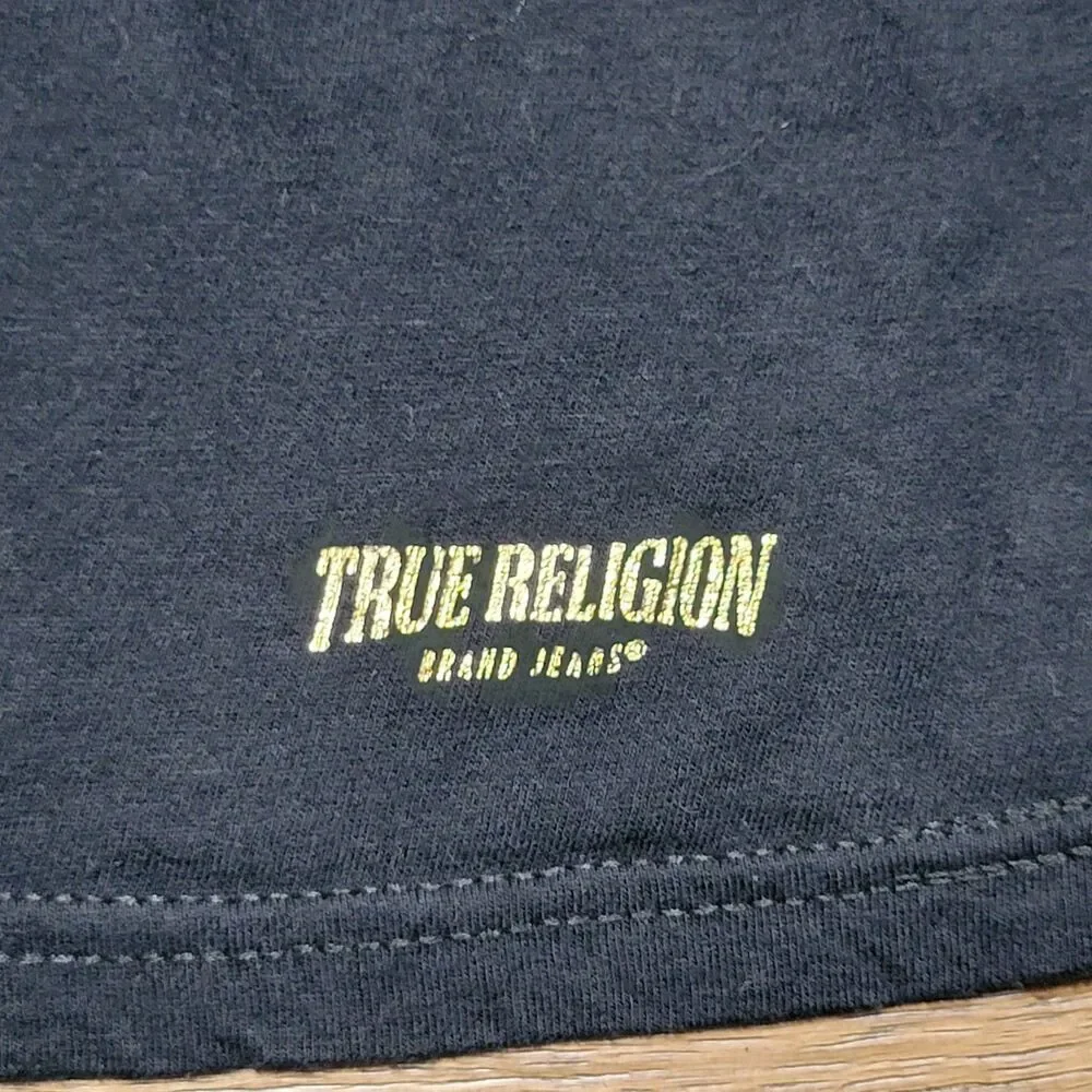 True Religion Arm Logo SS Black Unisex Tee - Size Large